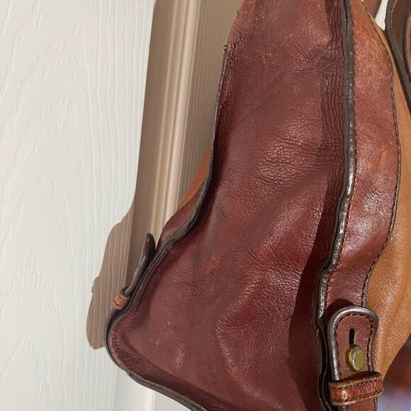 Fossil Reissue Satchel Handbag Vintage  Leather tan&brown antique tone Hardwares - Picture 6 of 16